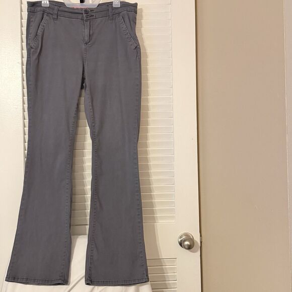 Union Bay Y2K Gray Flared Chinos Khaki Pants Juniors Size Lg 13 Utility Grunge - Picture 1 of 9